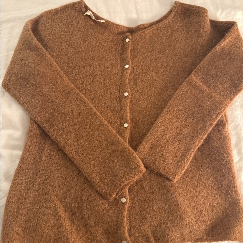 Sezane Gaspard Cardigan in Camel